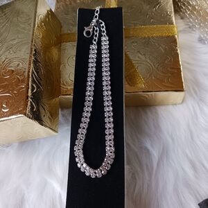 Silver Rhinestone Adjustable Ankle Bracelet